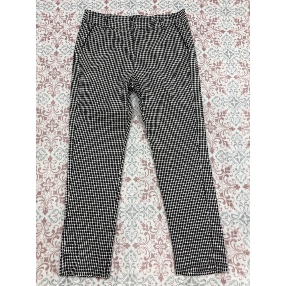 SKY Plus Womens 3X Houndstooth Dress Pants Black White Check Tapered Trousers